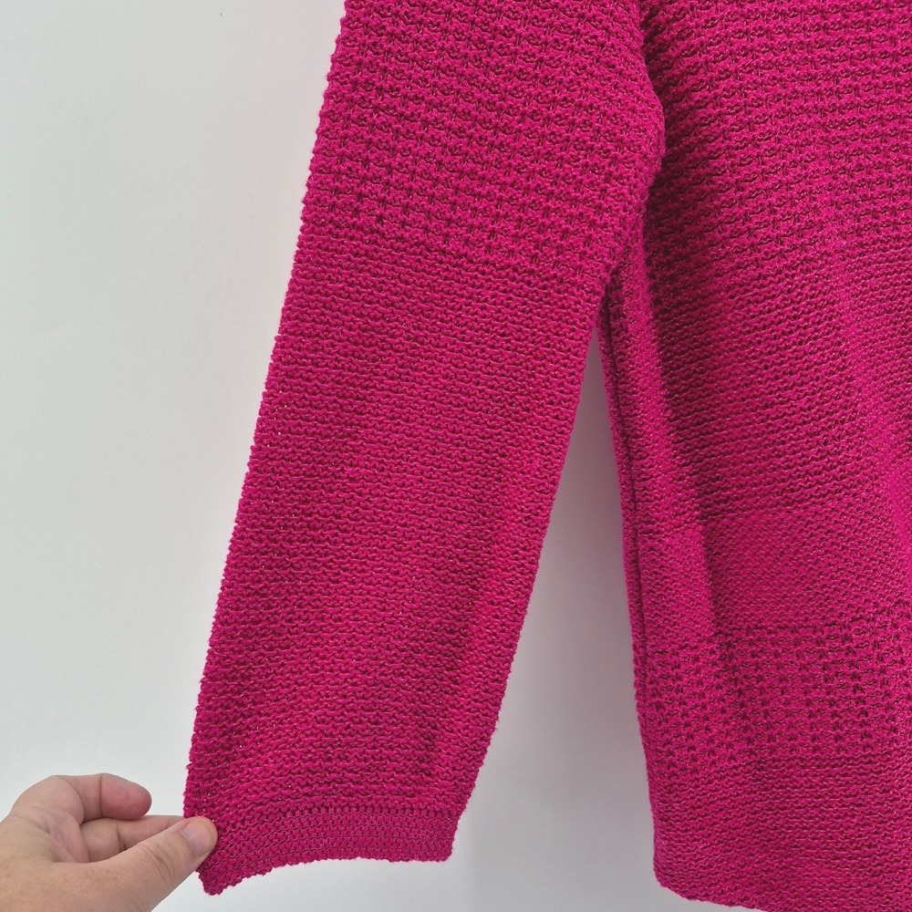 Chicos Chunky Knit Sweater Fuchsia Pink Boat Neck Womens Size 0 Small Preppy - Picture 5 of 10